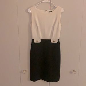 Black and White Dress with Gold Buttons
